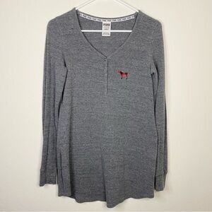 PINK Victoria’s Secret Thermal Waffle Long Sleeve Sleep Shirt Size Small